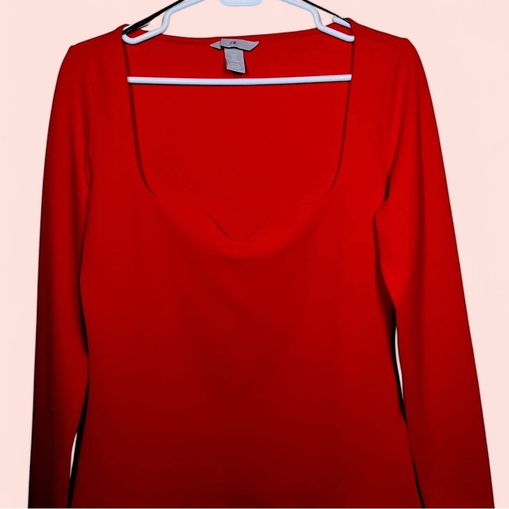 H&M Vibrant Red Long Sleeve Top